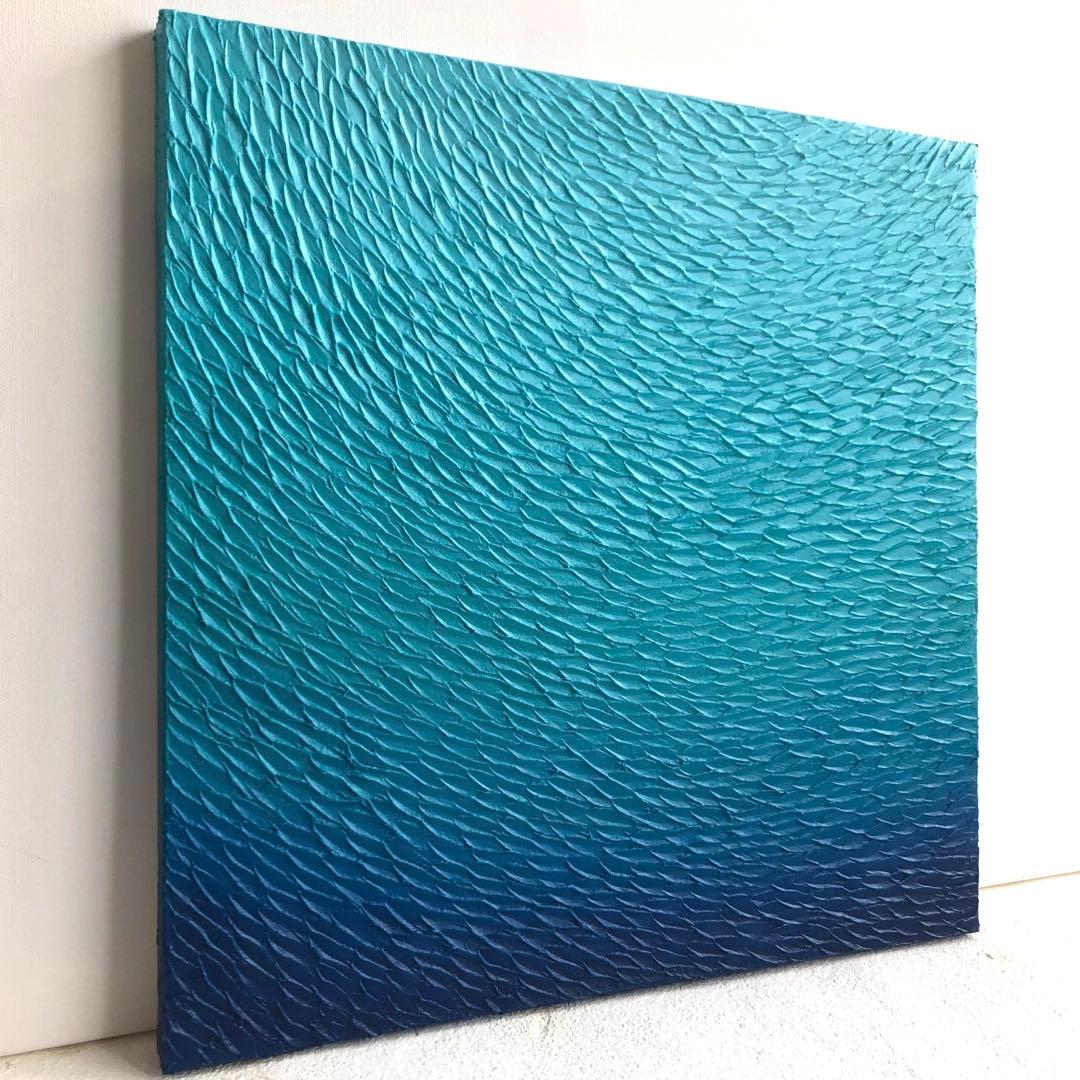 テクスチャーアート・海＊キャンバスアクリル画抽象画オーシャン青い絵画海の絵原画