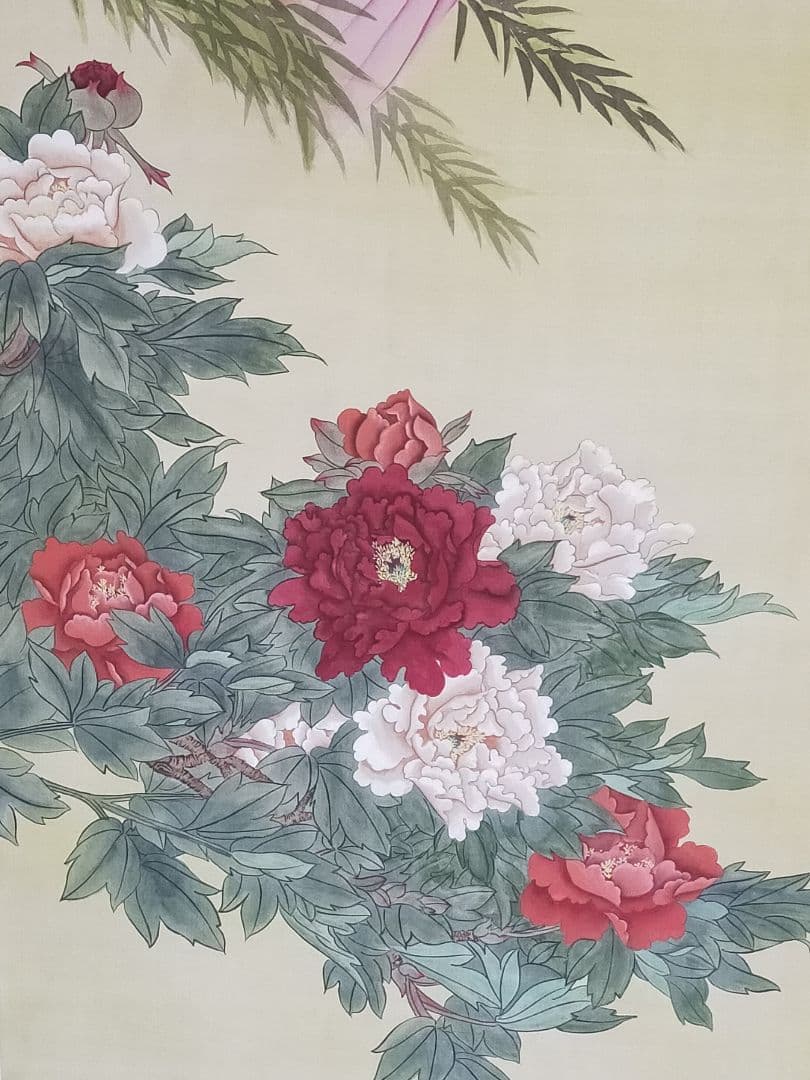 ♥中国　掛軸　牡丹仙子　牡丹　美人　掛け軸　骨董品