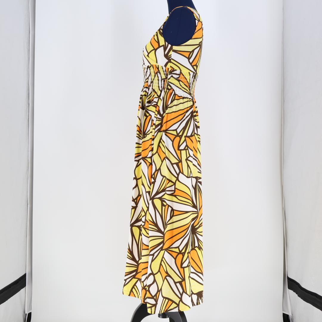 【美品 フラダンス衣装】イエロー Ocean Blue Bird ワンピース 白