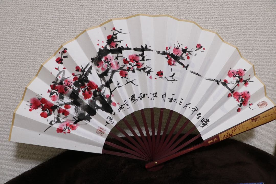 梅の花 扇子 専用ケース付き