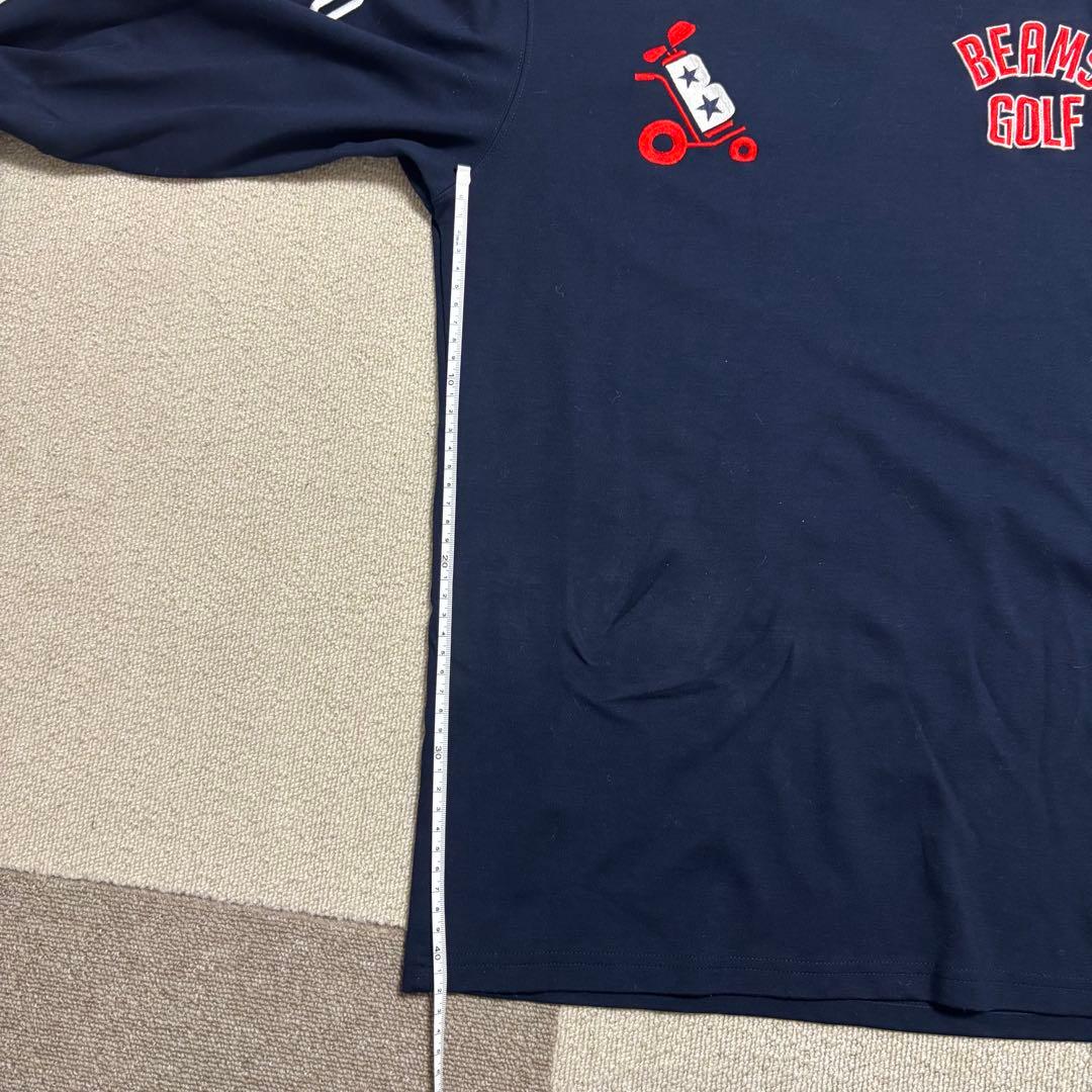 美品【BEAMS GOLF】ネイビー長袖カットソー　モックネック　Mサイズ