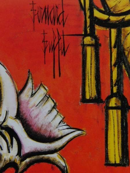 ベルナール　ビュッフェ 「バラ色の貝殻」、希少画集画、新品高級額装付
