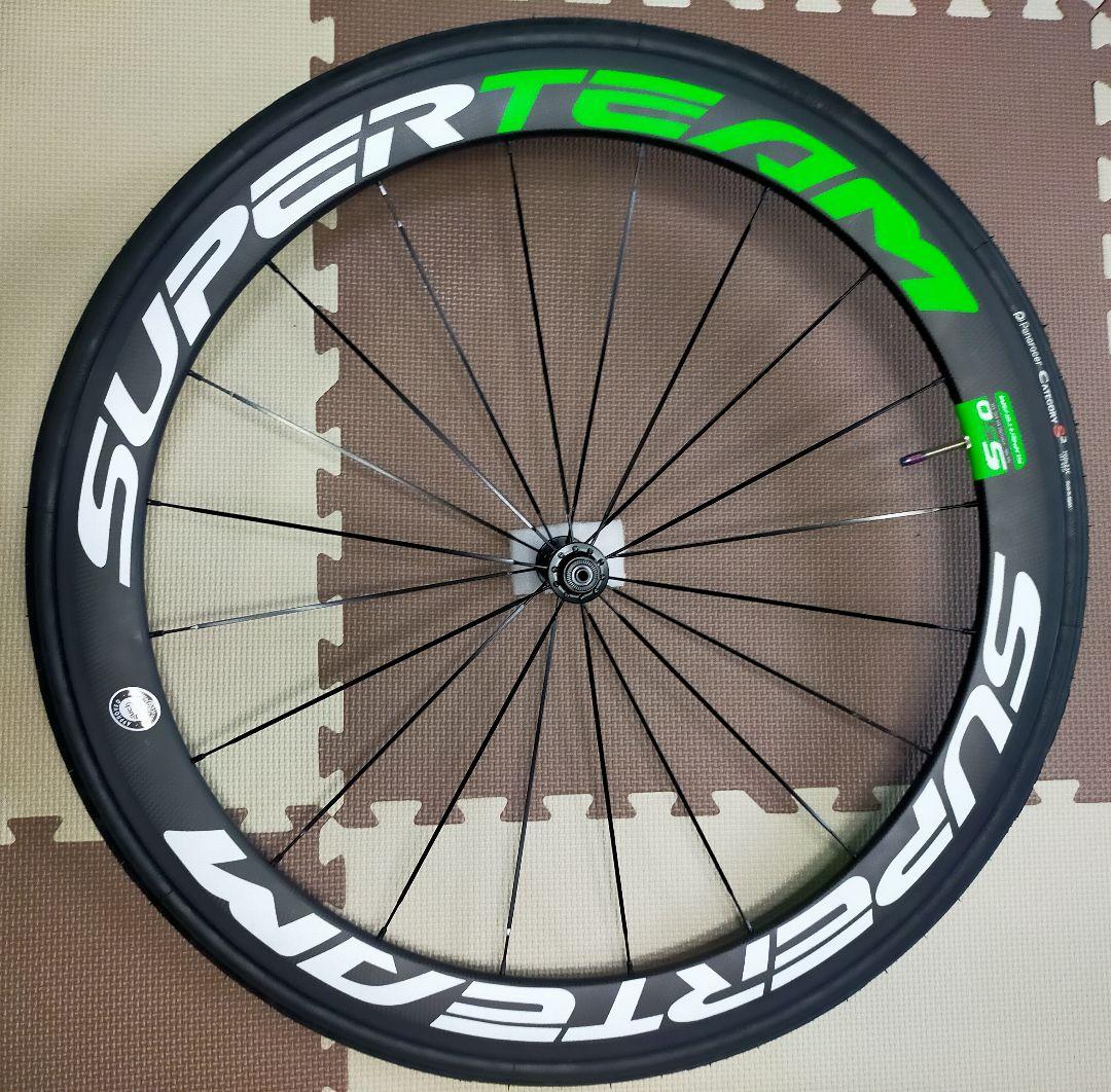SUPERTEAM 50mm カーボンホイール　スプロケ＆タイヤ付き