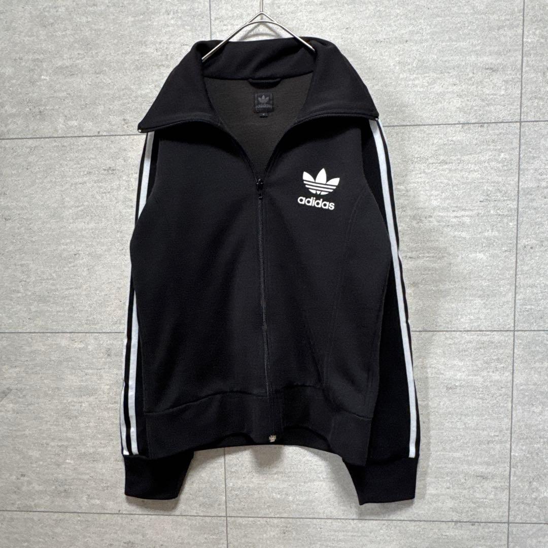90s adidas アディダス　トラックジャケット　ブラック　黒　万国旗タグ