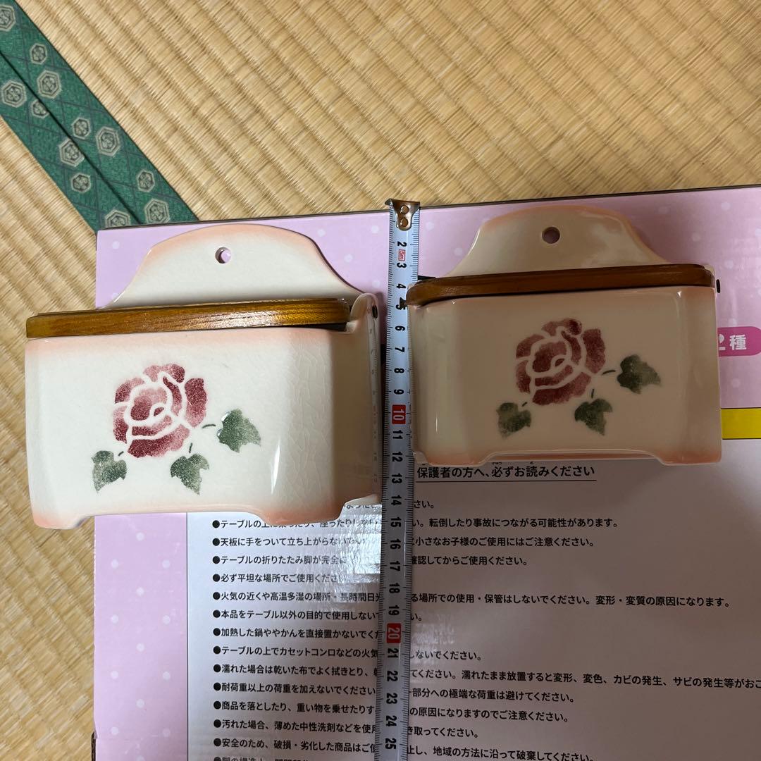 マニーmany ローズ陶器キャニスター Ｍと Ｌ 二点セットです