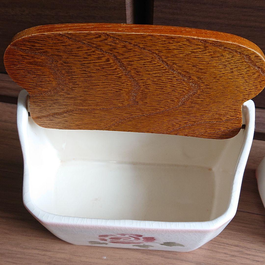 マニーmany ローズ陶器キャニスター Ｍと Ｌ 二点セットです