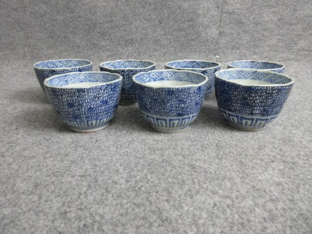 伊万里染付微塵唐草向付7個 [B29004]