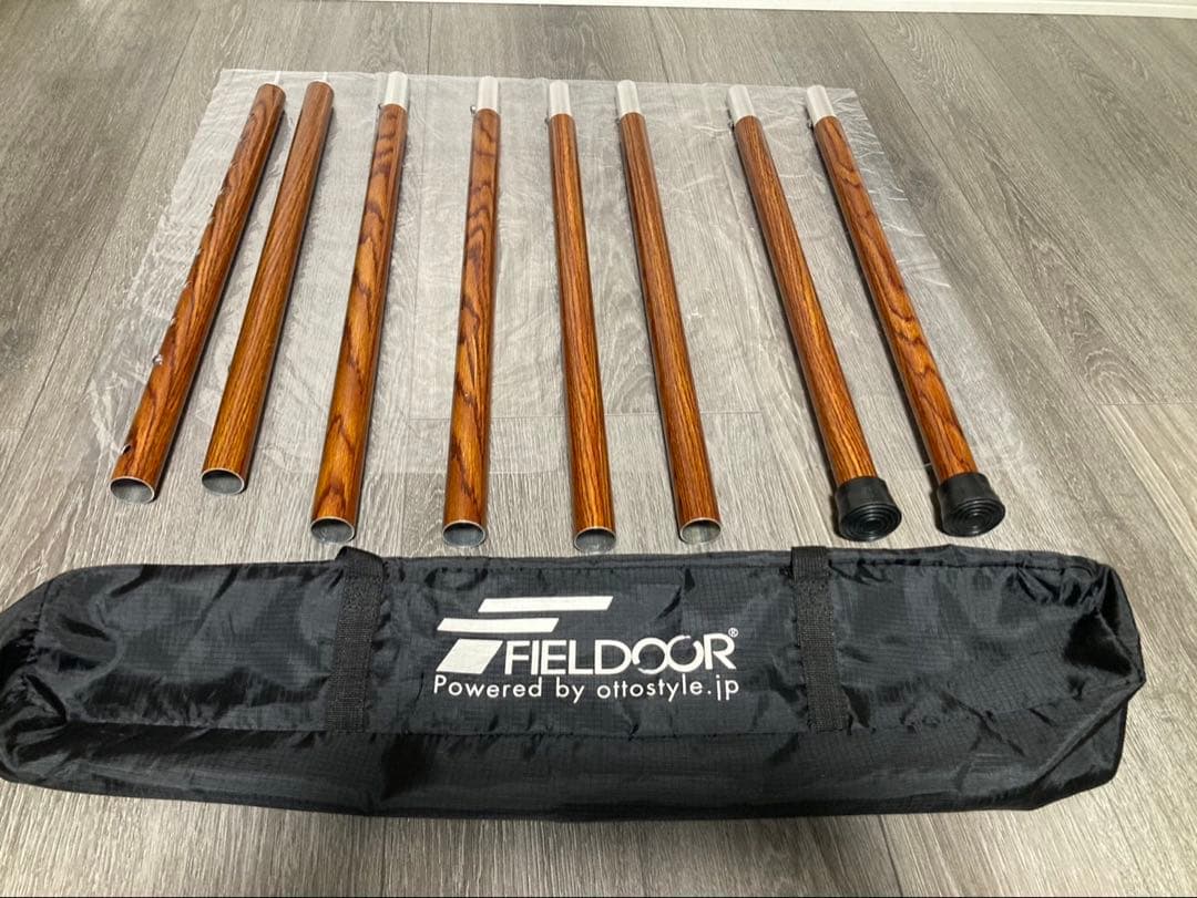 FIELDOOR アルミテントポール 直径32mm 2本セット 木目調