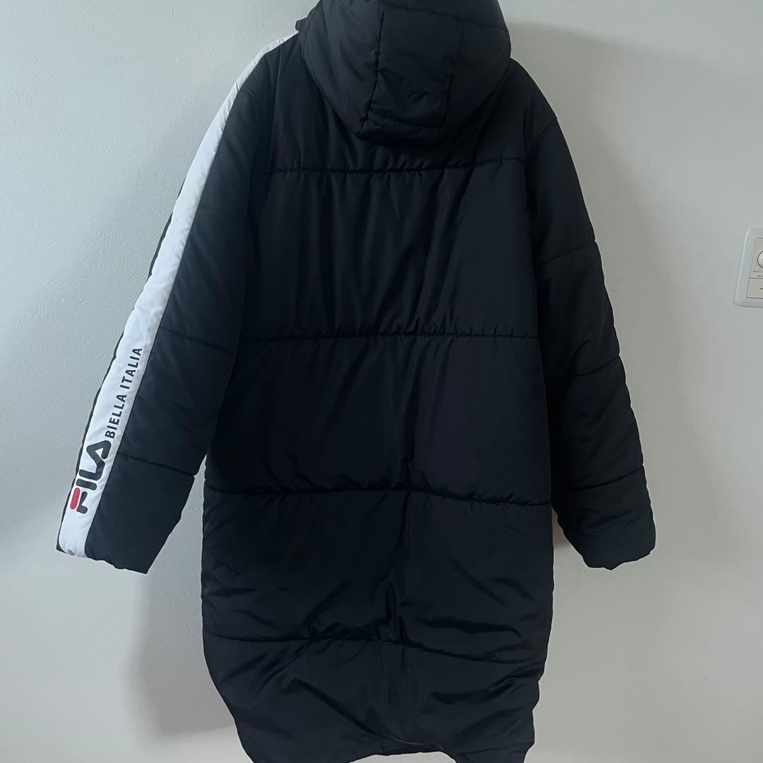 FILA フード付きロング丈ベンチコート ブラック　XL