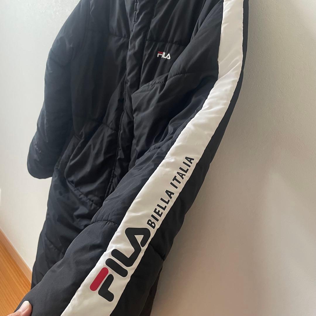 FILA フード付きロング丈ベンチコート ブラック　XL
