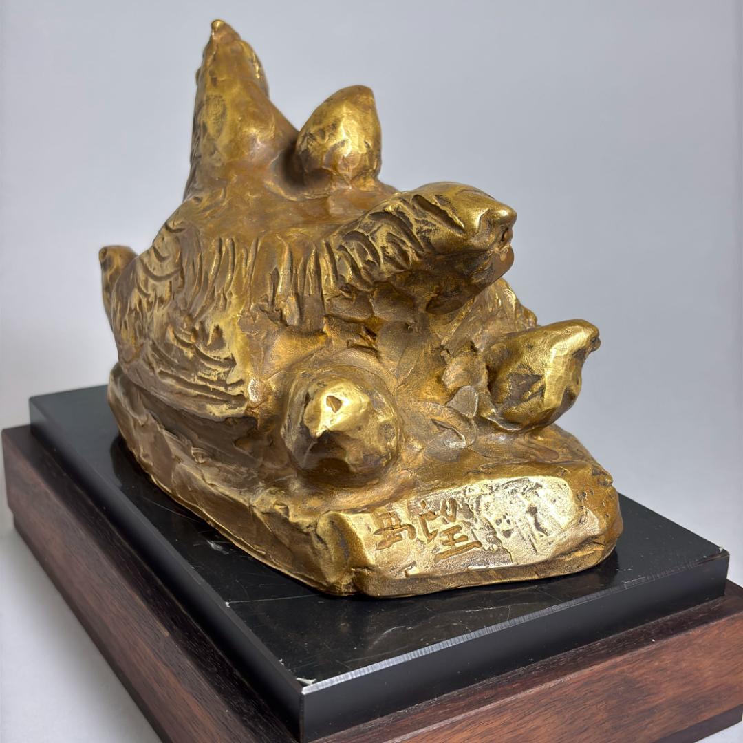 北村西望 鶏 銅製 ブロンズ 彫刻 母子陽春 干支 置物 約22.5cm