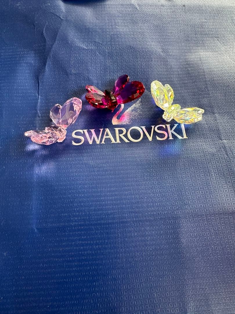 スワロフスキー Swarovski クリスタル 置物 蝶 バタフライ　3個セット