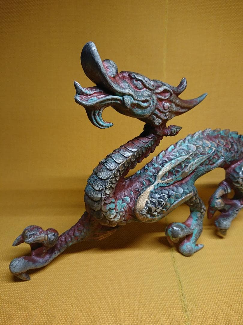 龍　金属　彫像　オブジェ　置物　インテリア　工芸品　美術品　A3310