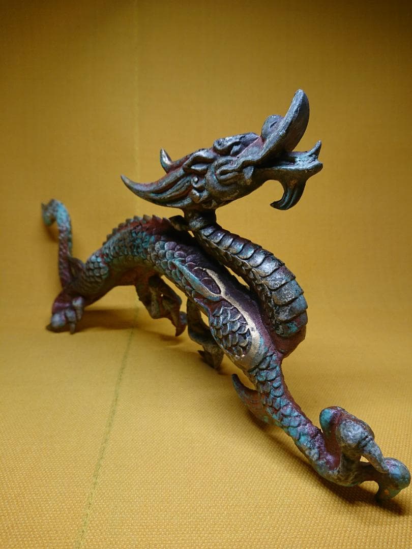 龍　金属　彫像　オブジェ　置物　インテリア　工芸品　美術品　A3310