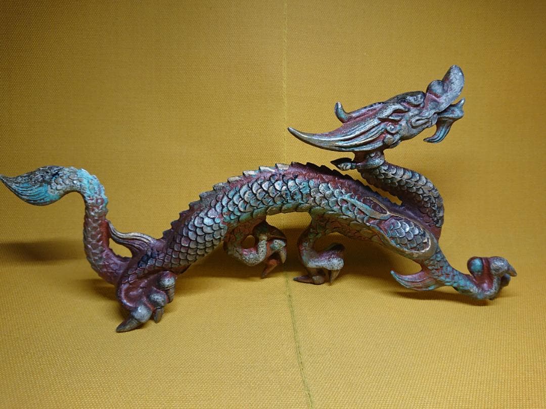 龍　金属　彫像　オブジェ　置物　インテリア　工芸品　美術品　A3310