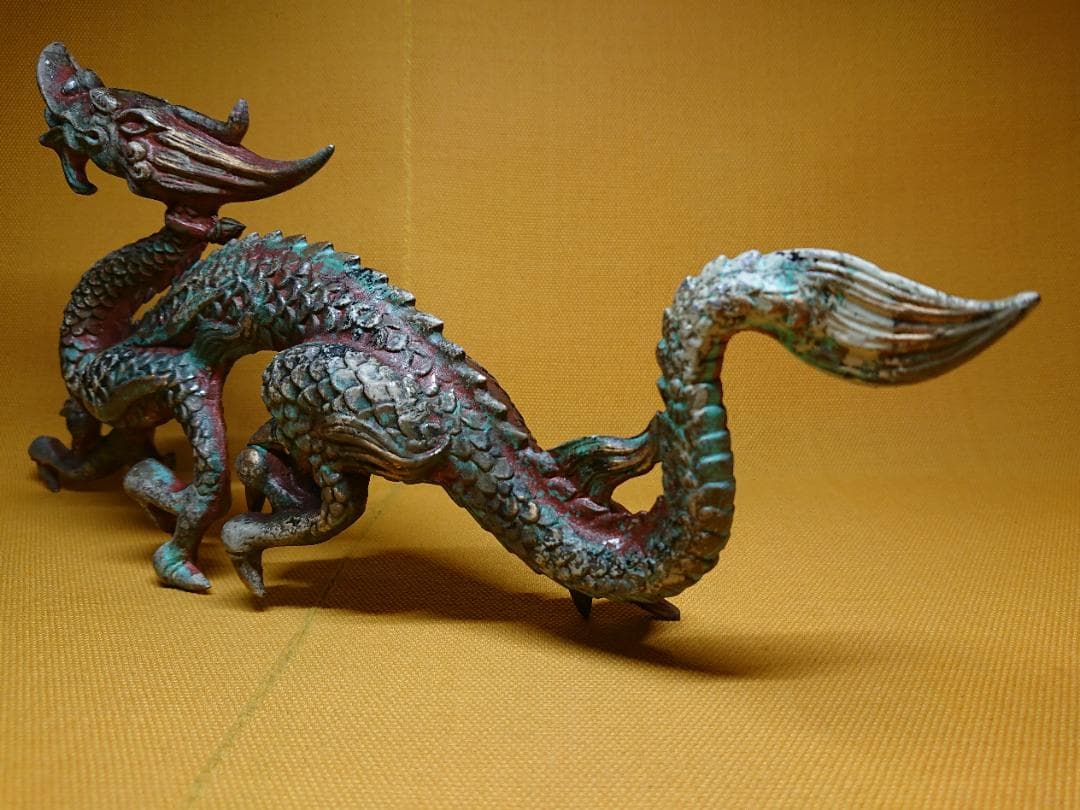 龍　金属　彫像　オブジェ　置物　インテリア　工芸品　美術品　A3310