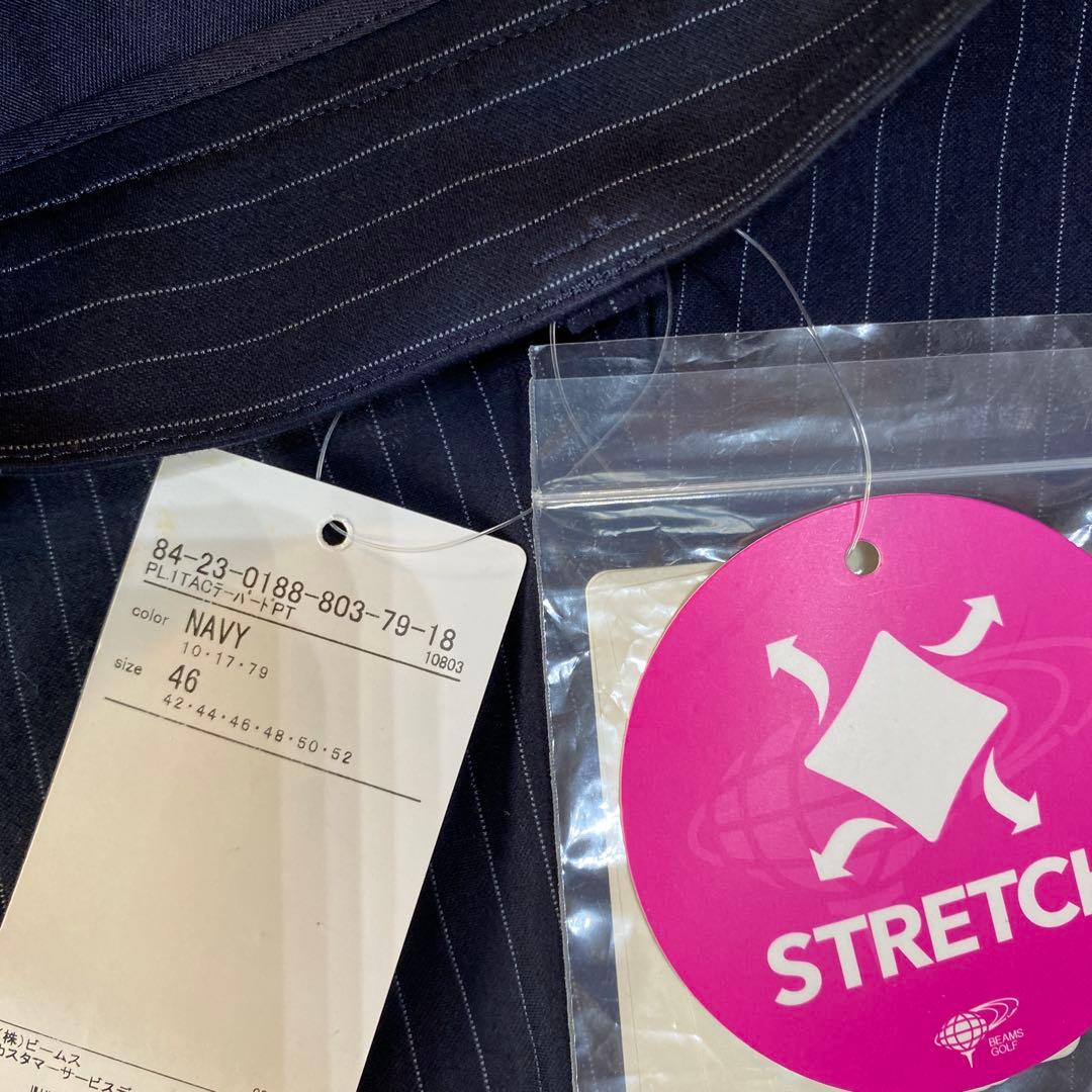 【Fuji】BEAMS GOLF ストライプパンツ サイズ46 ネイビー
