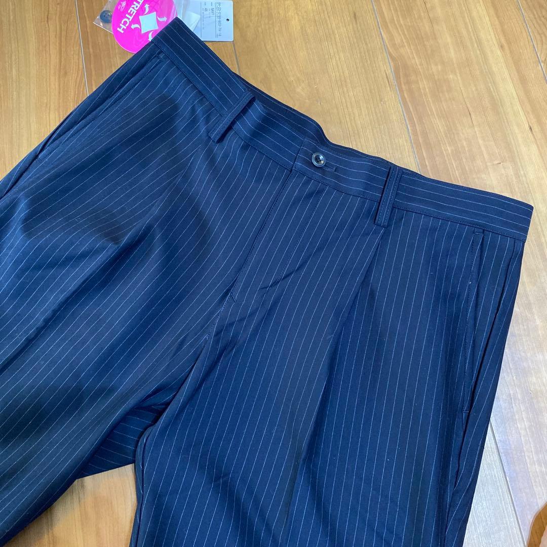 【Fuji】BEAMS GOLF ストライプパンツ サイズ46 ネイビー