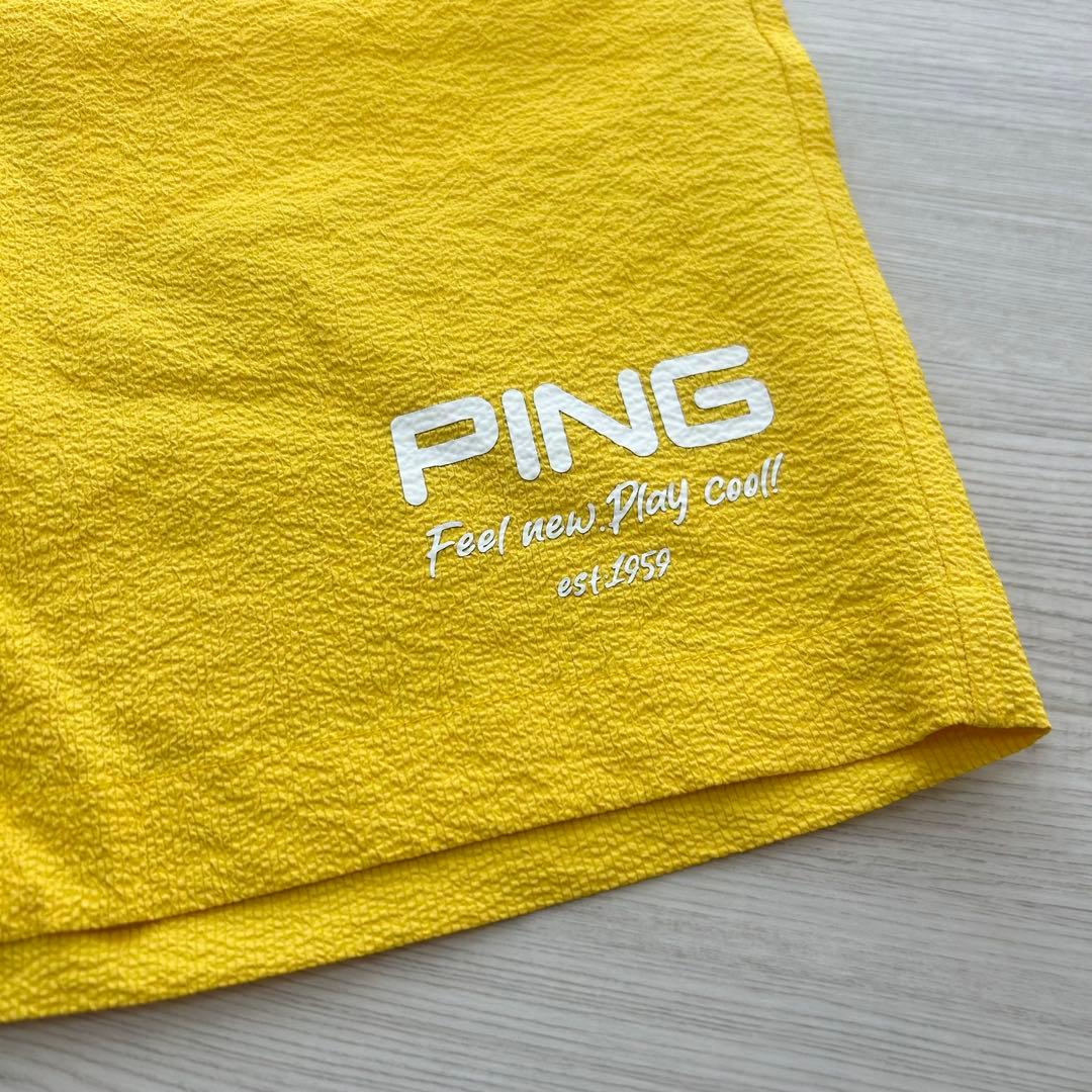 新品　PING ピン　ハーフパンツ　ショートパンツ　イエロー　シアサッカー　M