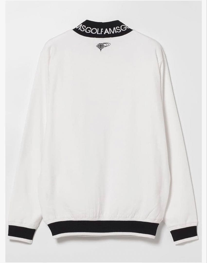 【美品】BEAMS GOLF 襟ロゴ モックネック 裏付きニット