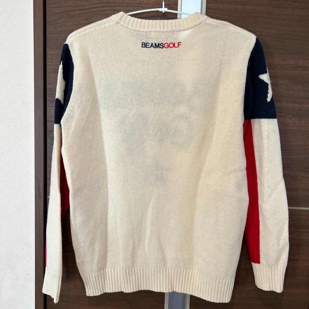 BEAMS GOLF セーター M アイボリー/ネイビー/レッド