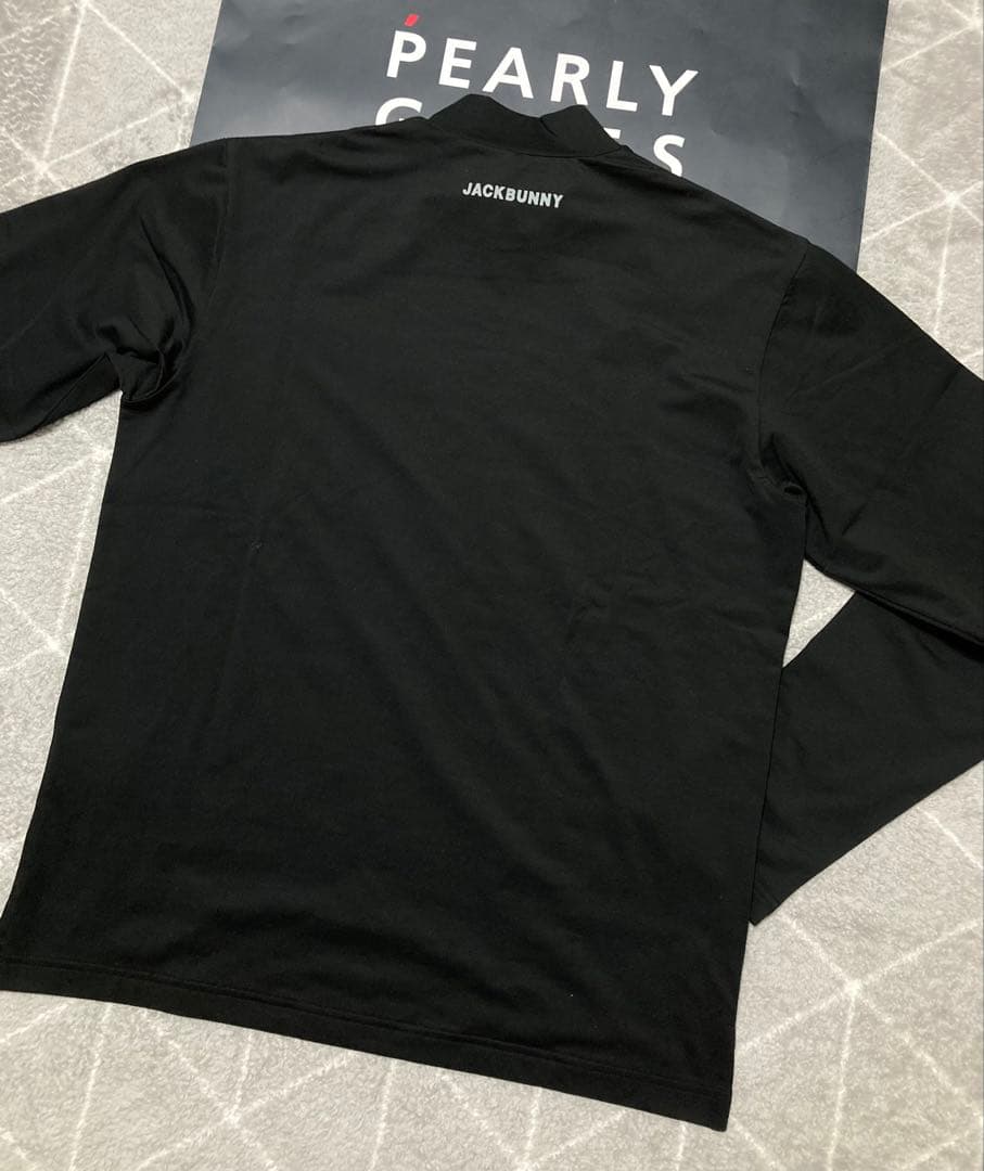 新品 パーリーゲイツ ジャックバニー 起毛ベア天 モックネックシャツ(5)L/黒