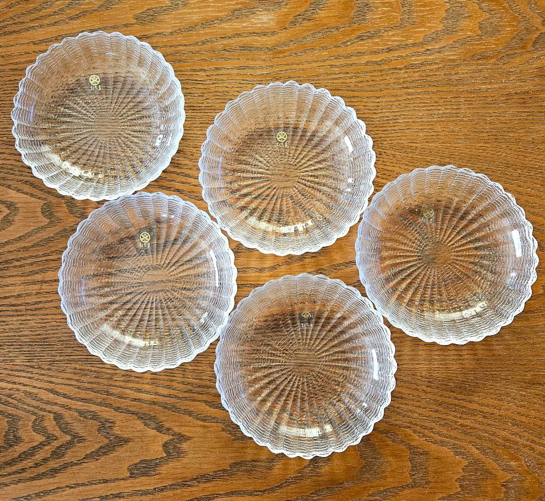 たち吉 ガラス 菊型 菊割皿 輪花皿 銘々皿 中皿 プレート 5枚セット 新品