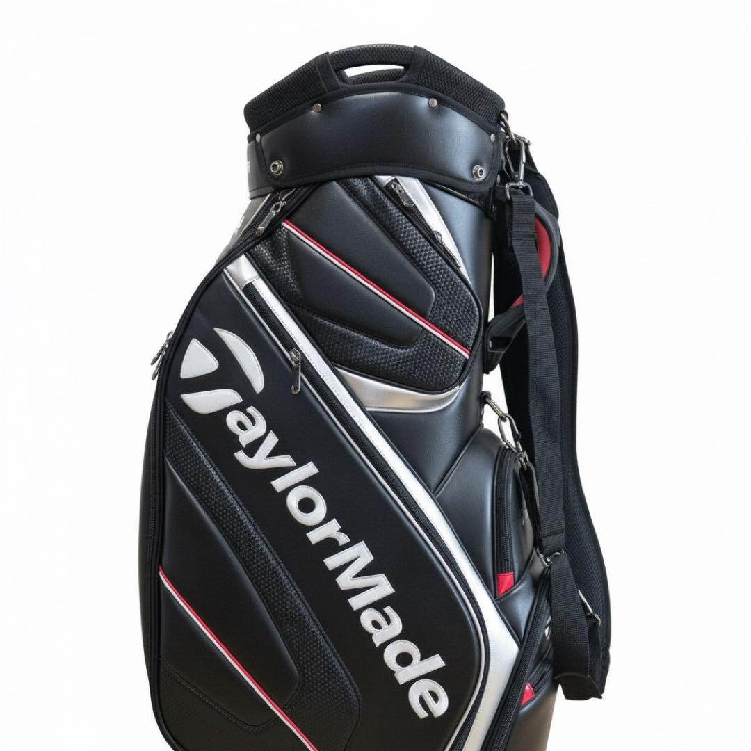 【美品】TaylorMade キャディバッグ 黒/白/赤　　　　ネームプレート付