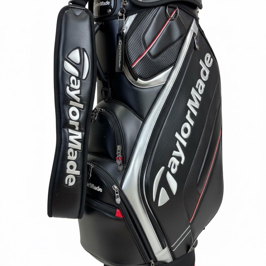 【美品】TaylorMade キャディバッグ 黒/白/赤　　　　ネームプレート付