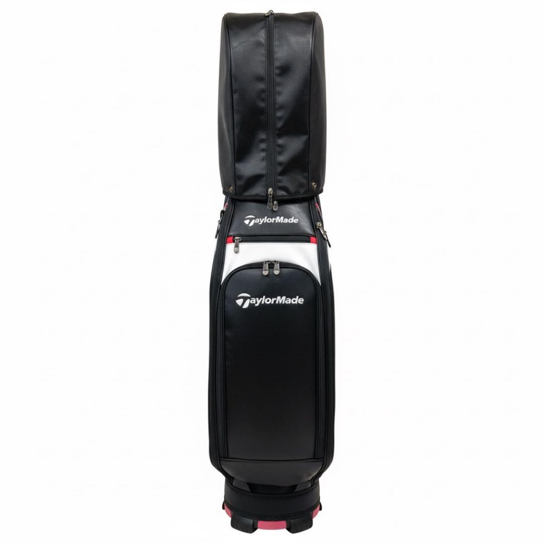 【美品】TaylorMade キャディバッグ 黒/白/赤　　　　ネームプレート付