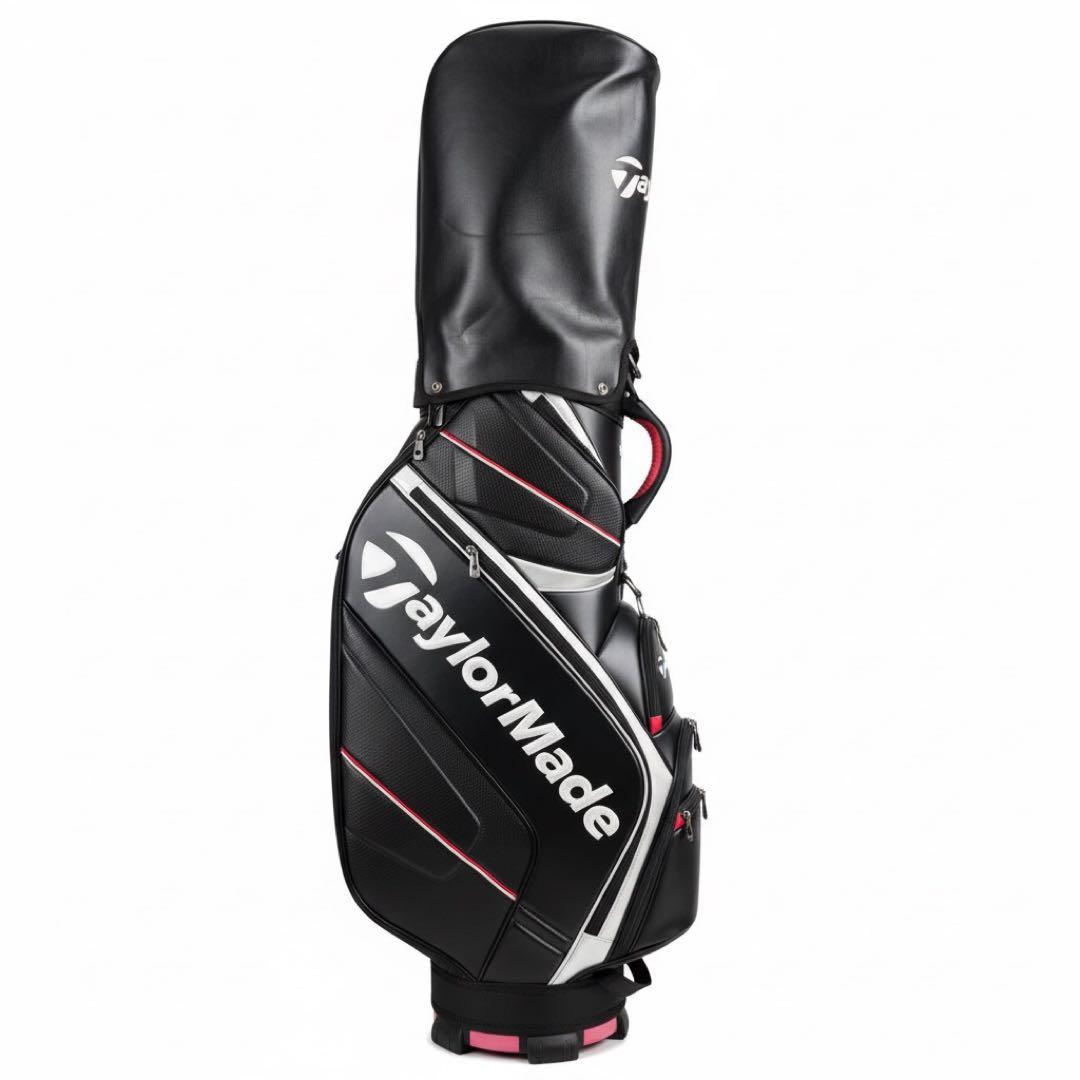 【美品】TaylorMade キャディバッグ 黒/白/赤　　　　ネームプレート付