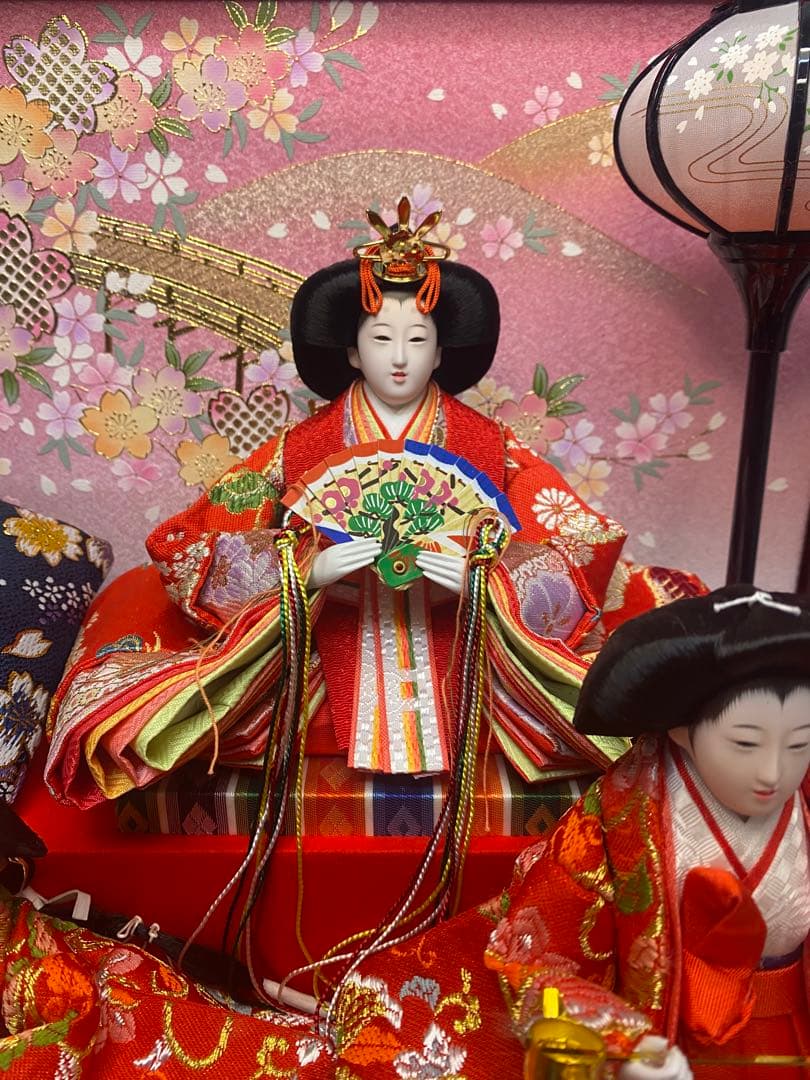 東京久月　雛人形親王五人飾りガラスケース入・間口約５６×奥行約３３×高さ約４２㎝
