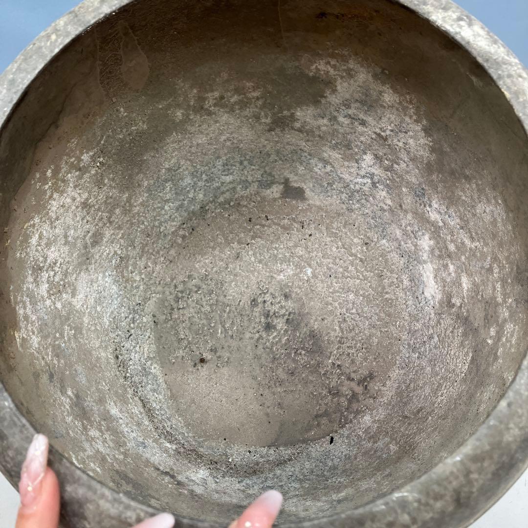 4F 松竹梅 彫金 砂張 金属製 火鉢 植木鉢 メダカ鉢 アンティーク レトロ