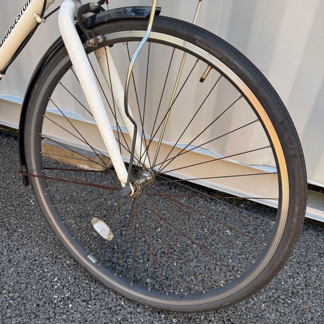 【都内/千葉引取】ブリヂストン製自転車 27インチ カゴ/鍵/6段変速付