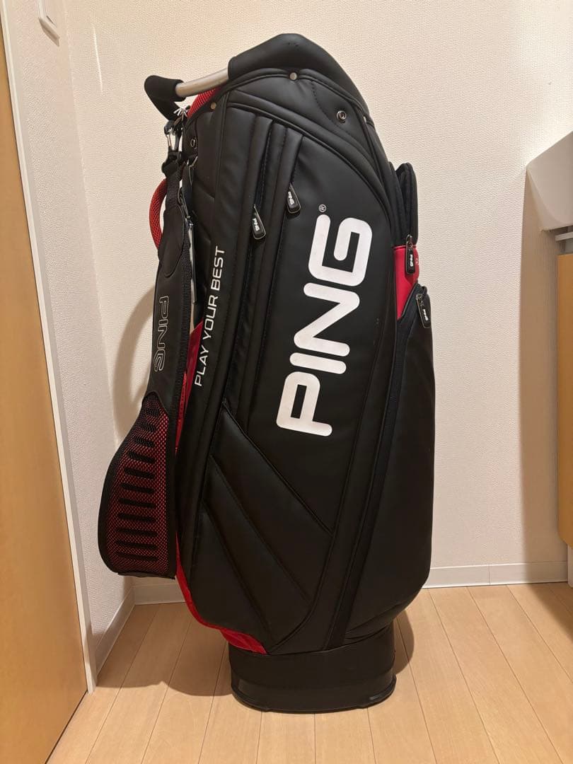 PING キャディバッグ 黒赤　カバー付き
