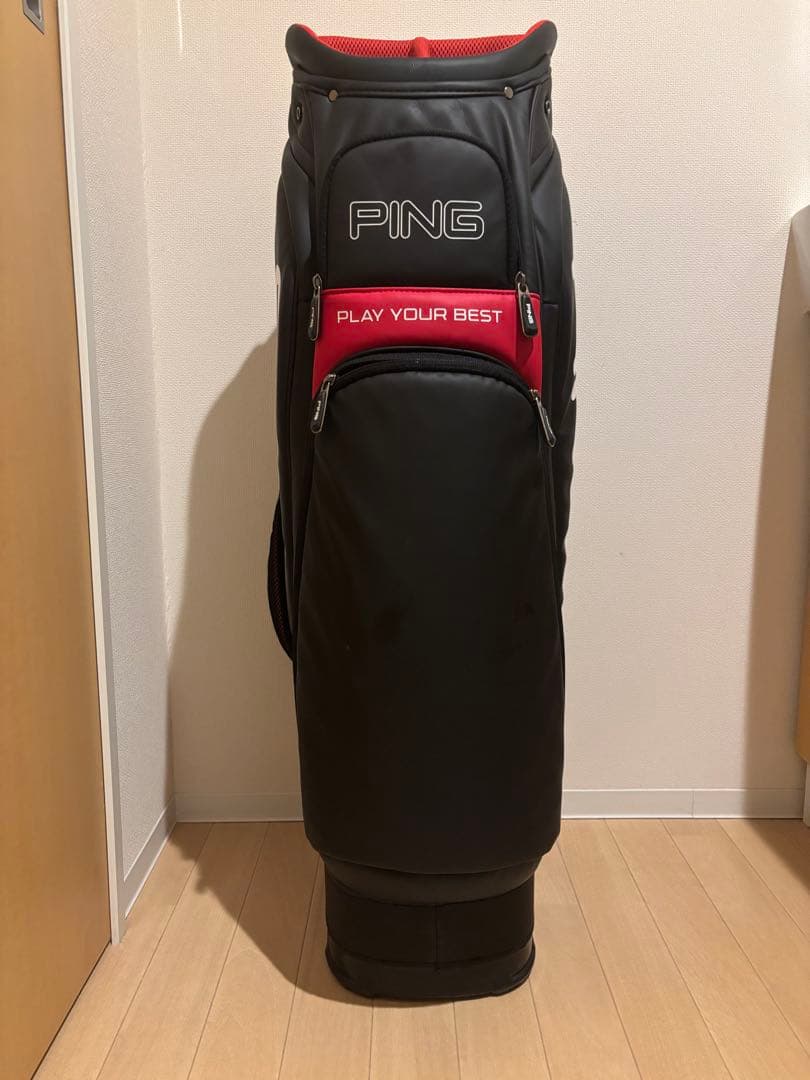 PING キャディバッグ 黒赤　カバー付き