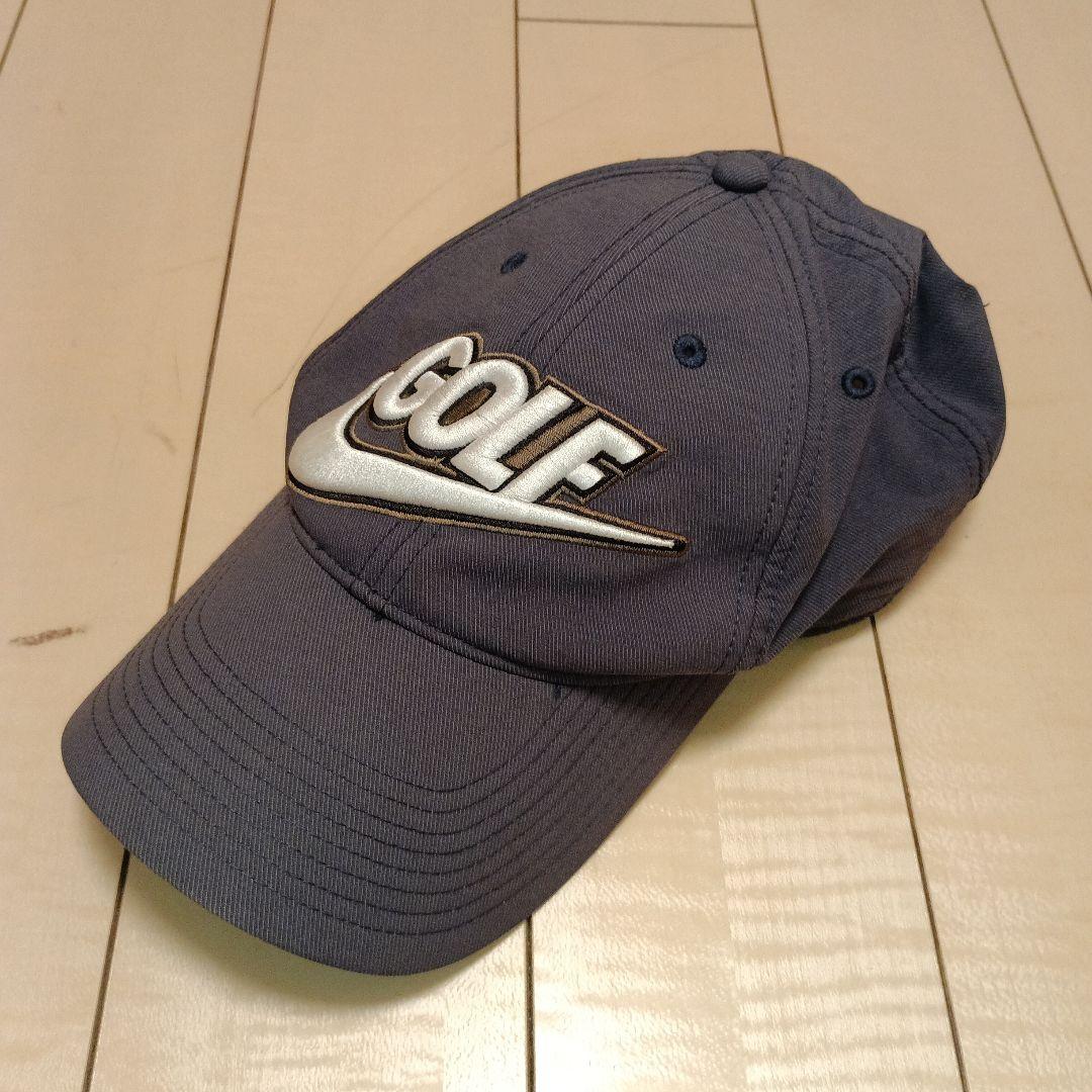 Nike GOLFキャップ グレー　ビッグロゴ　レア　ゴルフ