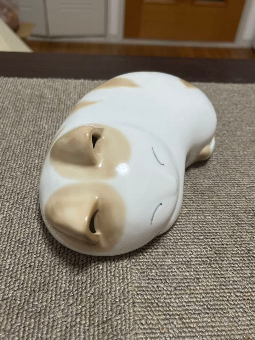 希少　吉井九二作 白三毛猫　陶器猫ちゃんの枕