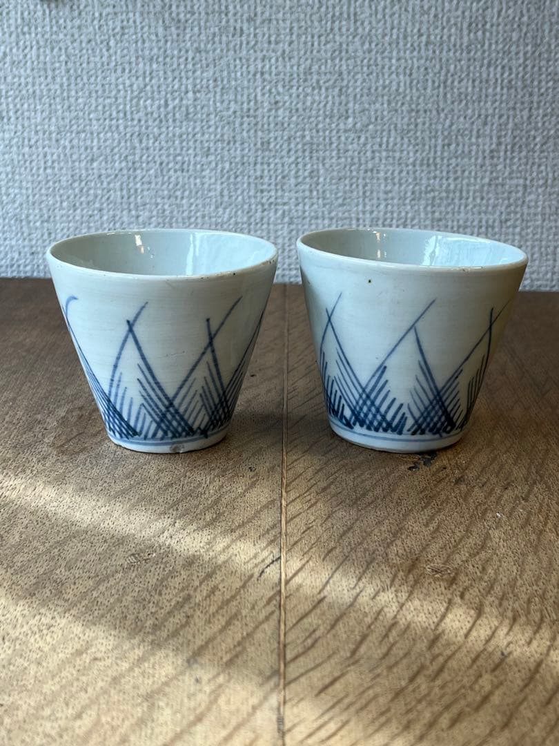 古い蕎麦猪口　そばちょこ　2個セット　湯呑み　古雑貨　アンティーク　昭和レトロ