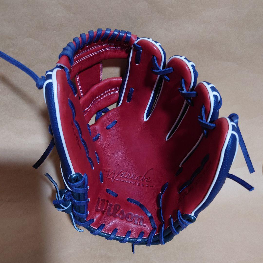 ウイルソン: 野球用:軟式グラブ: 右投げ:内野手用 : 86型 :ネイビー/赤
