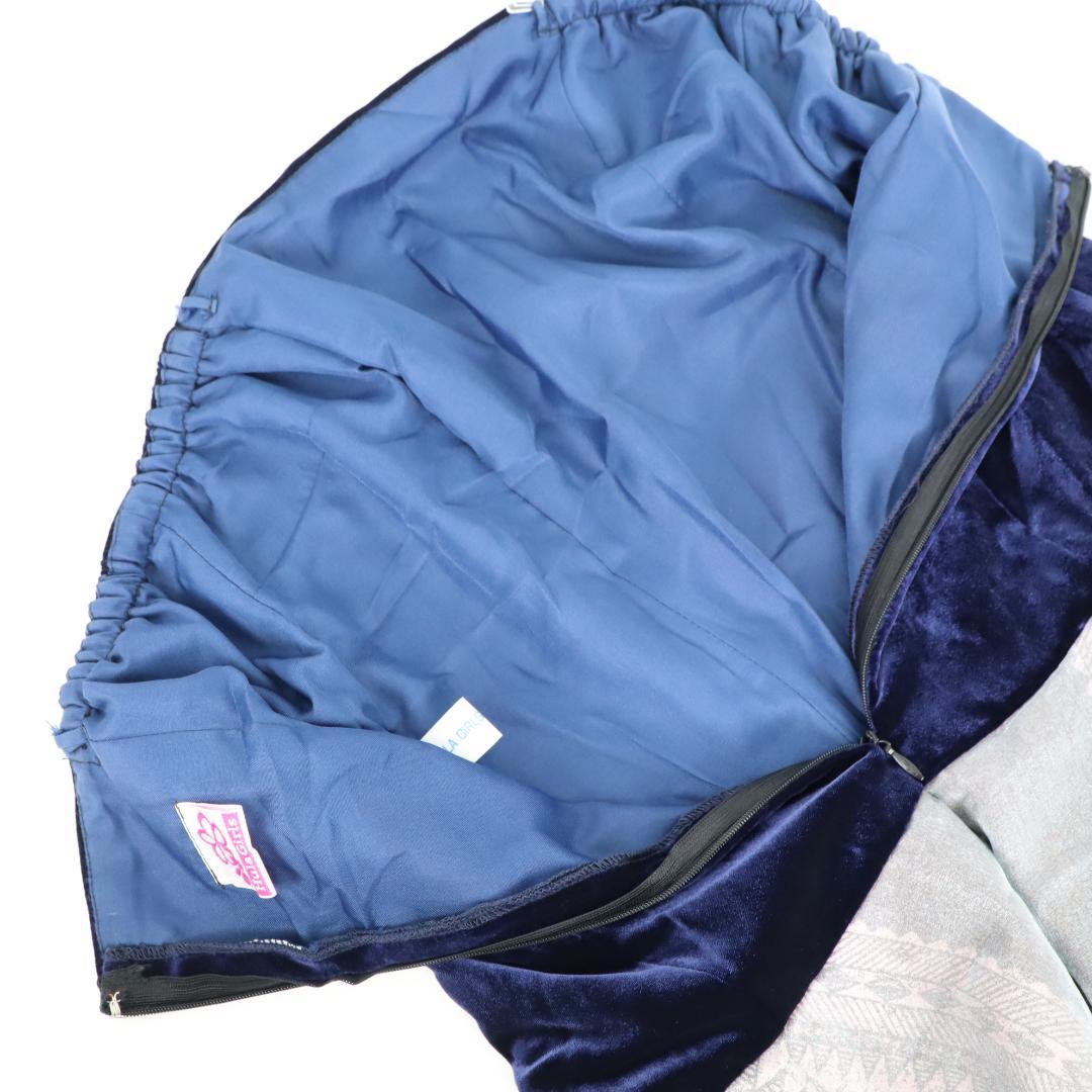 【フラダンス用衣装 美品 オーガンジー】 ネイビーベロア生地 ワンピース カヒコ