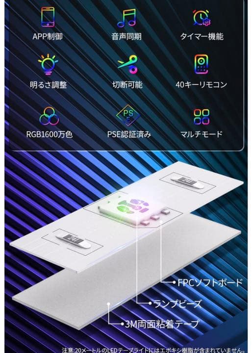LEDテープライト スマホ制御 10m×２本