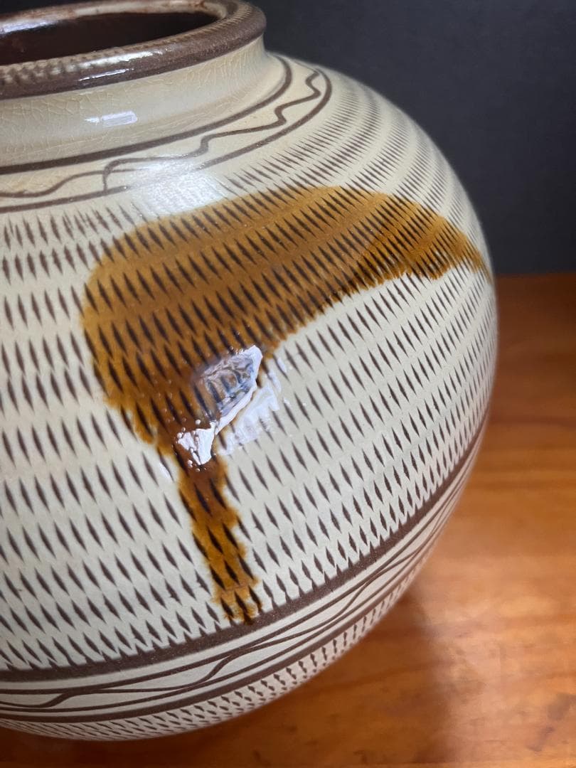小石原焼 飛び鉋/飛鉋　壺　花瓶 花器