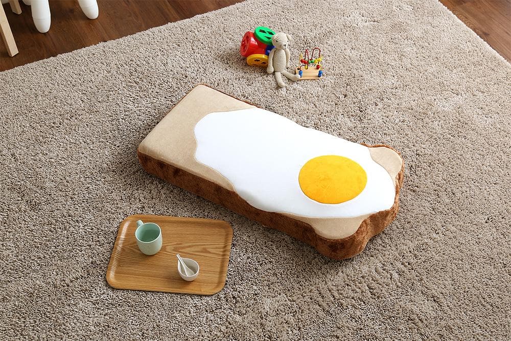 新品 送料込 目玉焼き食パン座椅子 低反発 ふわふわ&洗えるカバー 日本製