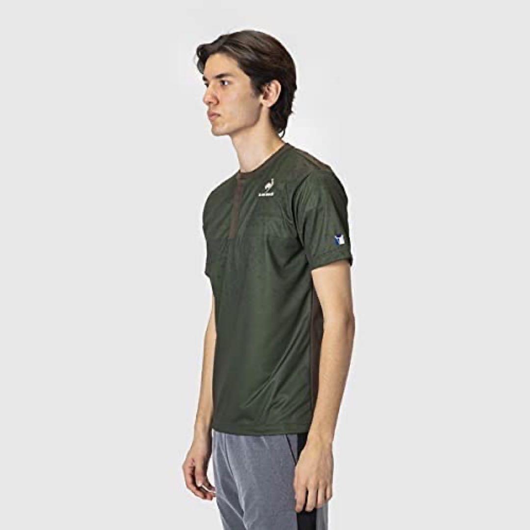 ルコックスポルティフ テニスウェア 半袖ＴシャツQTMSJA10緑 メンズL新品