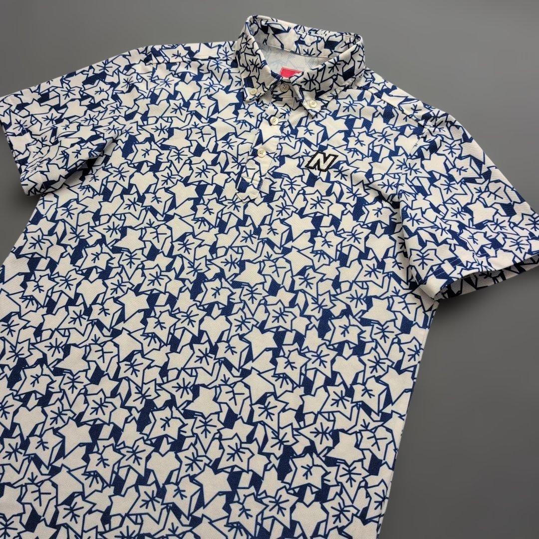 【極美品】ニューバランスゴルフ　もみじ柄　ポロシャツ半袖　LL