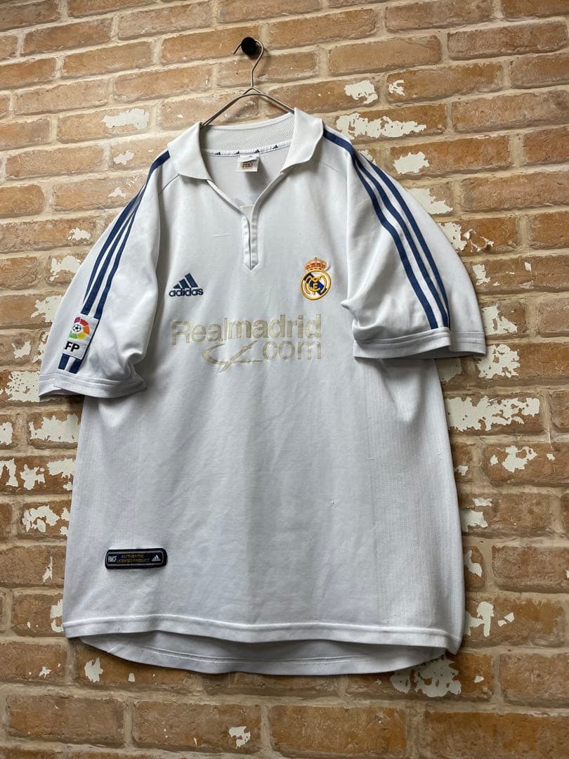 90s adidas レアル・マドリード　ユニフォーム　ルイスフィーゴ　刺繍　白