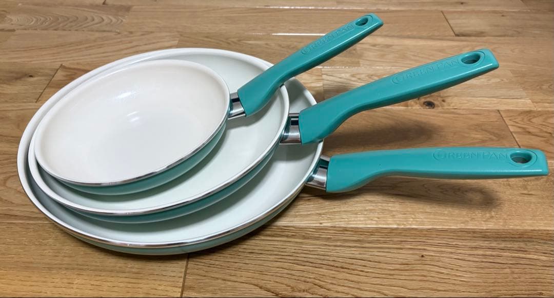 GREENPAN（グリーンパン）フライパン3枚セット ターコイズ ガス火専用