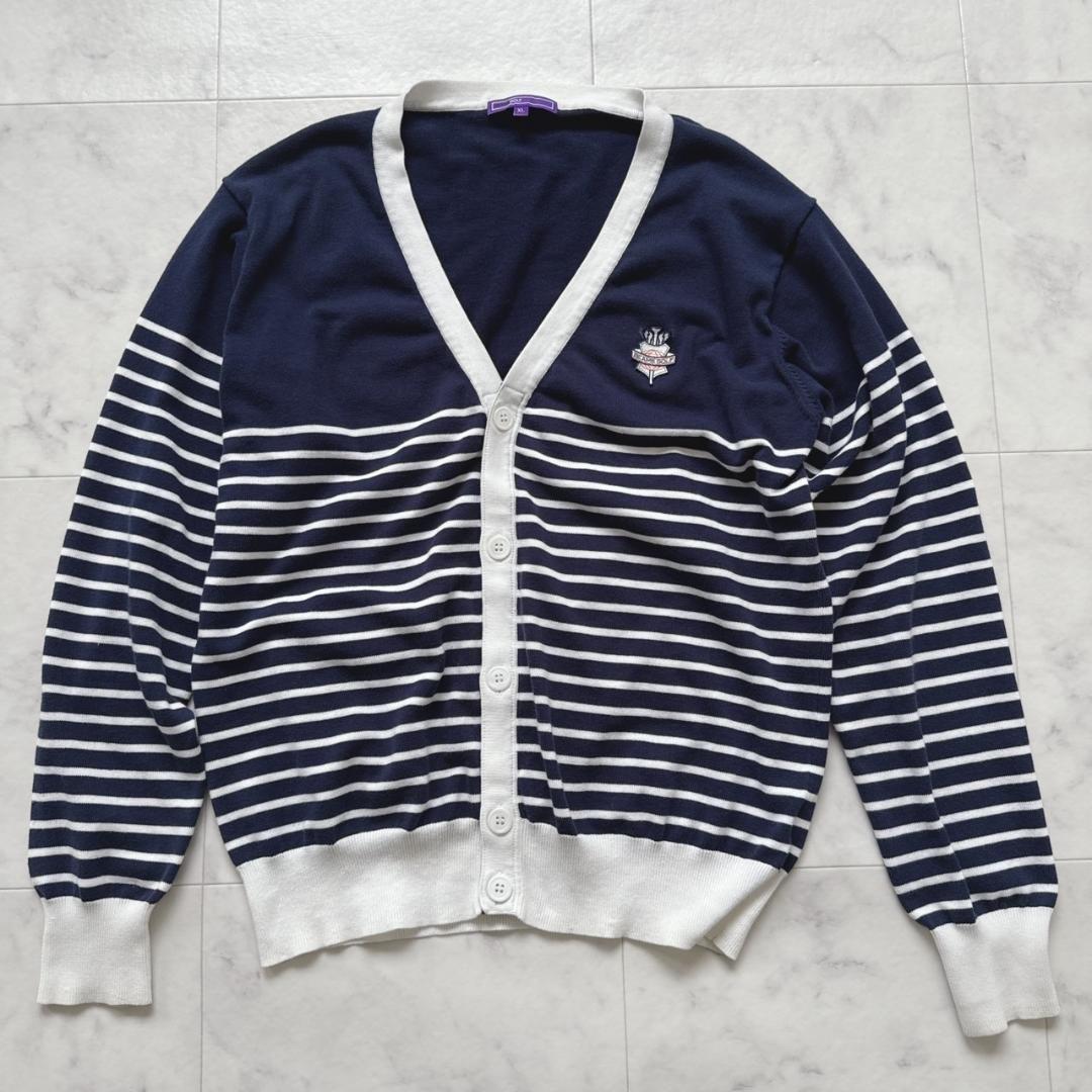 BEAMS GOLF ボーダー カーディガン 紺 M