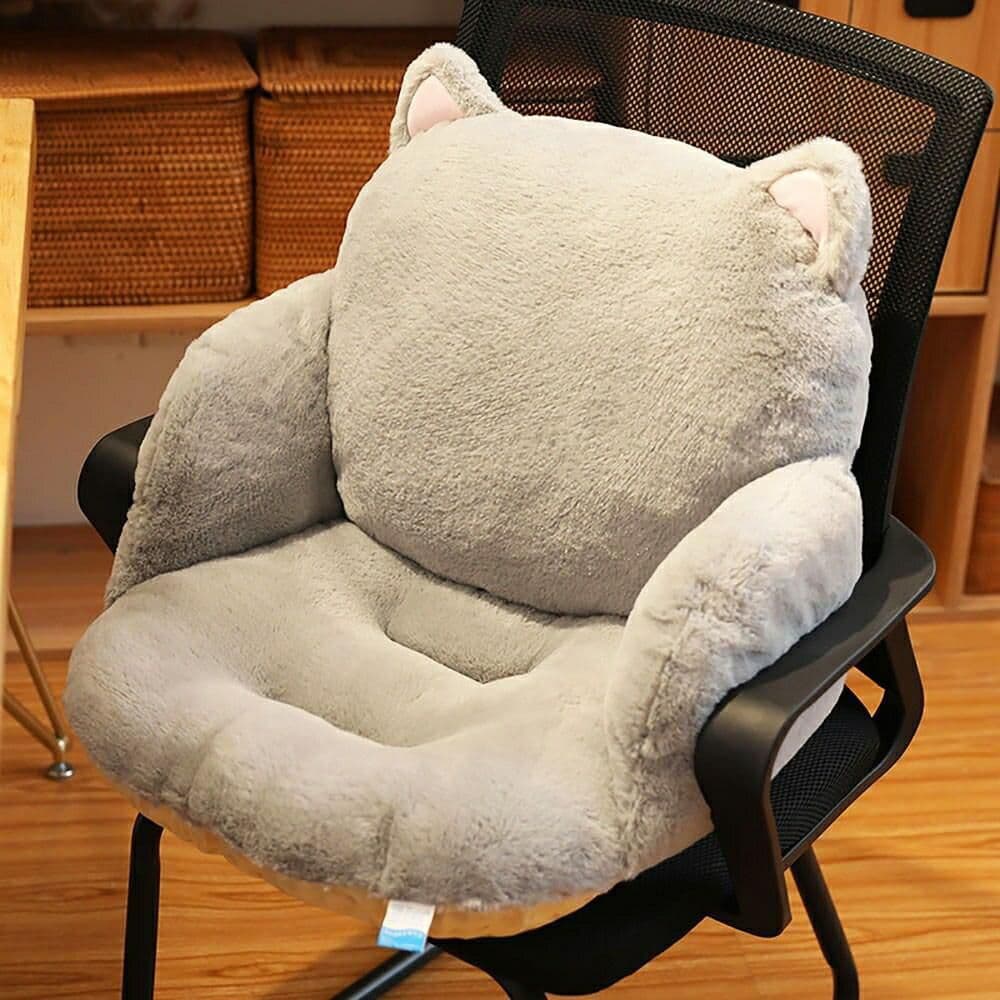４個セット 猫のチェアクッション☆　椅子 クッション 座椅子 猫 グレー